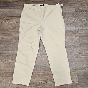 Talbots Chatham Ankle Pants Womens size 16P Beige Cotton Blend Stretch Side Zip